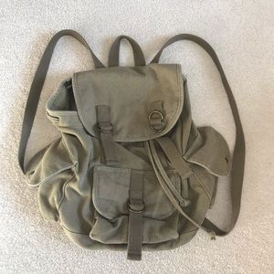 Army green canvas drawstring bag